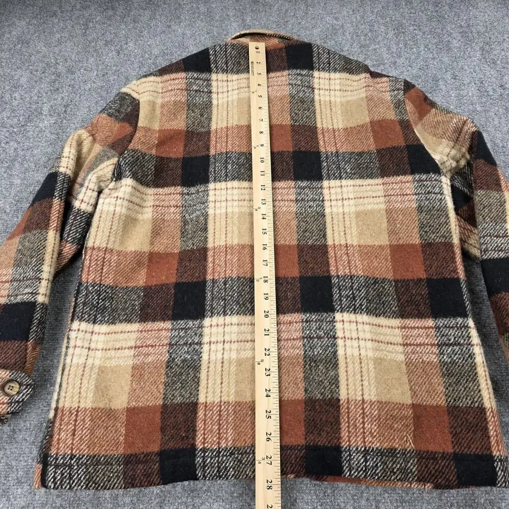 Vintage Sears Jacket Mens Medium Brown Plaid Flannel Quilted Lined Workwear 70s - Picture 5 of 16